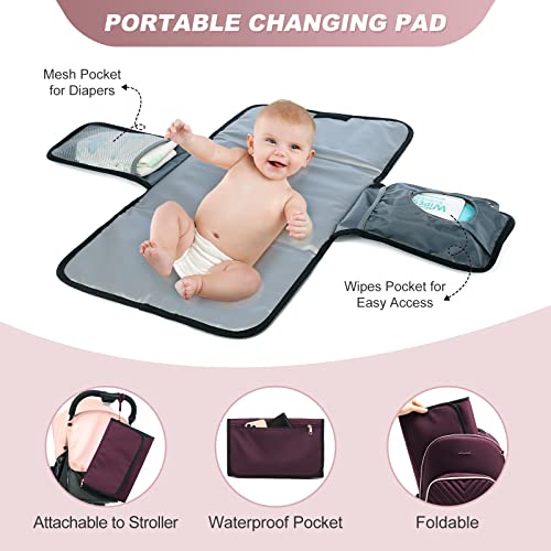 Lovevook Diaper Bag Backpack, Quilted Baby Bag With Changing Pad & Pacifier Holder, Waterproof Travel Diaper Bags With Usb Charging Port For Baby Boys Girls, Stylish And Large Capacity, Dark Purple #TOP3