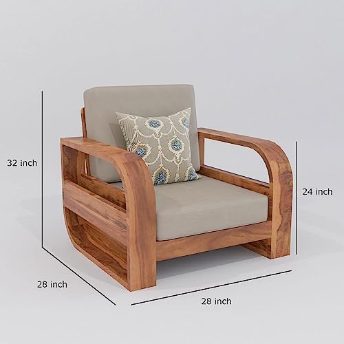 Image of Wooden 4 Seater Sofa Set for Living Room,3- to 4- Person Sofa Sets for Home, 3+1 Seater Sofa Sets for Home, Sheesham Wood (3+1 Seater,Honey)