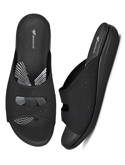 Image of HEALTH FIT EXTRA SOFT Women's Comfortable Memory Foam Doctor Slippers /Flip-Flops|Fashionable Casual & Stylish|Lightweight & Breathable|Outdoor Synthetic Casual Chappals Sandals Ladies & Girls HF25