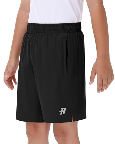 Runhit Boys Athletic Shorts Quick Dry Running Shorts for Youth Kids Lightweight Basketball Soccer Gym Shorts Zipper Pockets