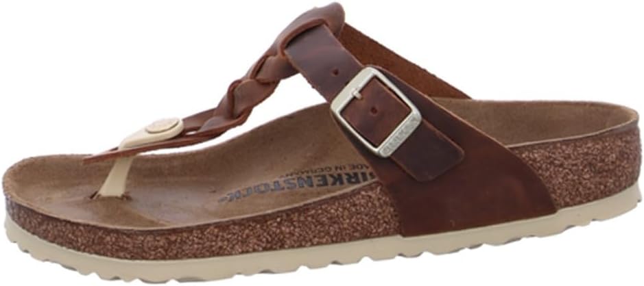 BIRKENSTOCK Adult Master Item Gizeh Braided Brown, Cognac, 9/9.5