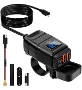 Toma de Coche USB, QC3.0 y PD Tipo C Toma Cargador con Voltímetro e Interruptor Puerto USB Coche Empotrado Carga Rapida para Coche Moto Camiones Barco Camper