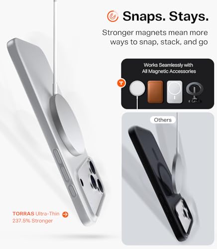Image of TORRAS Magnetic Slim Fit for iPhone 17 Pro Case Thin, Silver White
