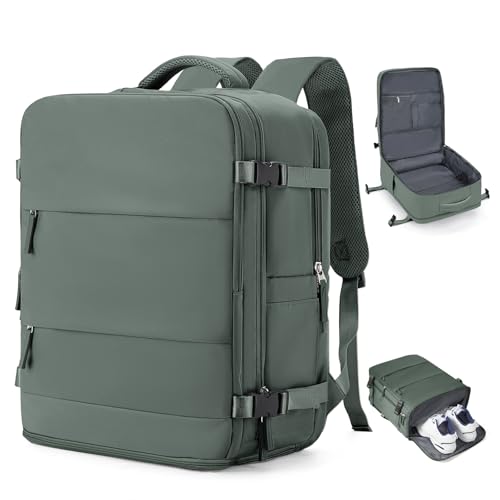 Image of coowoz Large Travel Backpack Carry On for Women Man Waterproof Gym Backpacks Mochila de Viaje Teacher Travel Bag Essentials Personal Item Backpack Rucksack Airplane Accessories Must Haves Olive Green