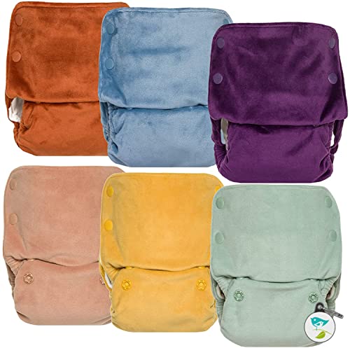 Image of GroVia Reusable All in One Snap Baby Cloth Diaper (AIO) – 6 Pack (Color Mix 10)