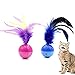 BeeSpring Cat Balls Interactive Cat Toy Cat Feather Balls with Loud Bell Inside (2Pcs - Red, Blue)