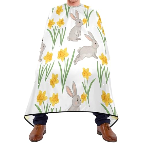 Capa de barbería Burbuja Bunny Flowers, capa para cortar cabello con cuello ajustable, impermeable, poliéster para salón barbería, unisex adultos miniatura 2
