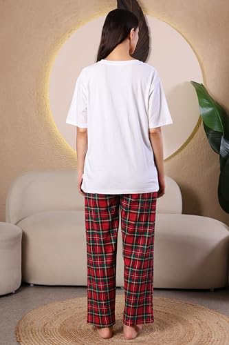 Image of KSHS Printed Round Neck Short Sleeve Nightsuit Set | Pajama Set | Casual Night Dress for Women