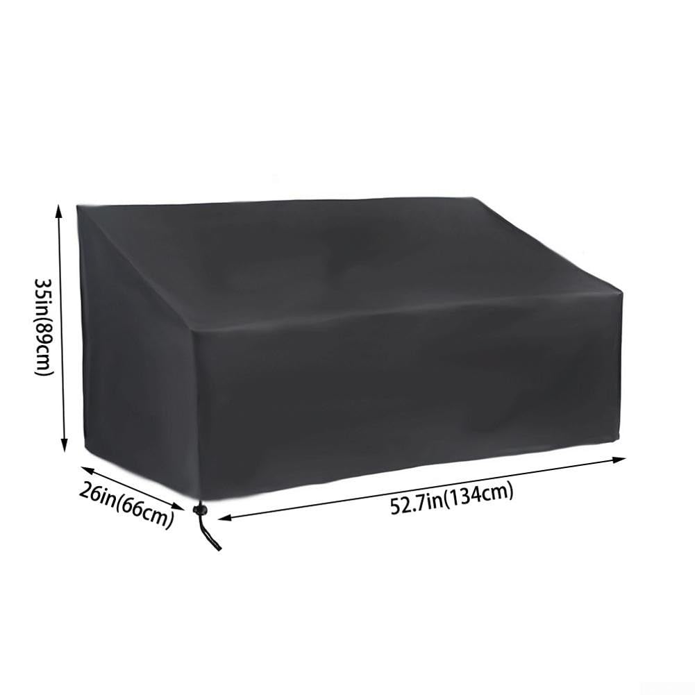 Zoegneer Funda impermeable para banco de exterior, color negro, para jardín, parque, terraza, 2/3/4 plazas, 134/163/190 x 66 x 89 cm