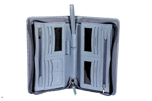 Image of Sukeshcraft Multiple Cheque Book Holder | Original PU Holds Upto 8 Cheque Books, Greyblue