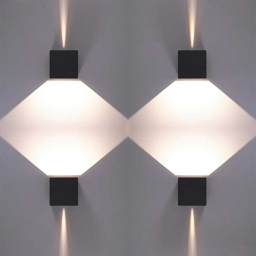 HOFTRONIC - Kansas XL - LED Wandleuchte Cube - Up and Down - Schwarz - 20 Watt 914 Lumen - IP65 Wasserdicht für innen, außen und bad - LED Außenleuchte