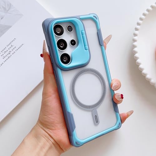 Coque Samsung S25 Edge bleu clair rigide en silicone antichoc avec support transparent