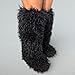 Liliana Women Over the Knee Thigh High Faux Fur Boots, Tall Fashion Fluffy Furry Boots Gogo-04 Black 8