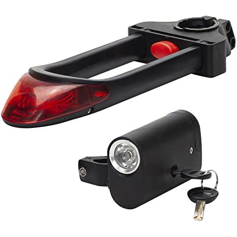 Multi-Function Bike Lock - Bicycle U Lock Headlight and Tail Light - Bike ULock with Key and LED Lights with Mounting Brackets - 3 in 1 Cover