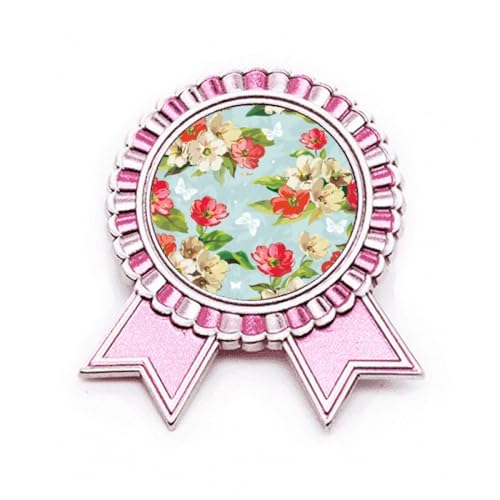 Broche fleur de pêcher rose en métal avec finitions soignées de taille M