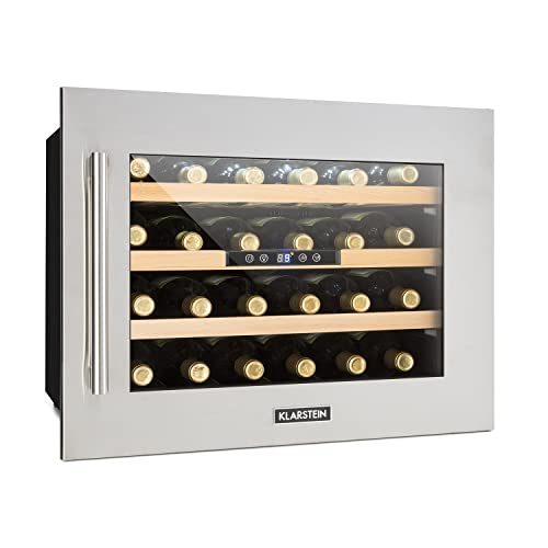 Klarstein Vinoteca para Vinos de 57L Nevera Vino Una Zona, Botellas Vino, Proseco y Cervezas, Vinoteca Pequeña Puerta Cristal para Interior y Exterior, Nevera para Vinos Capacidad 24 Botellas