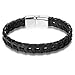 Produktbild Interlocking Wicklung Schwarz/Braun Farbe Echtes Armband Hohl Design Seil Kette Armreif Für Männer Geburtstagsfeier Geschenk, Schwarz, 19cm