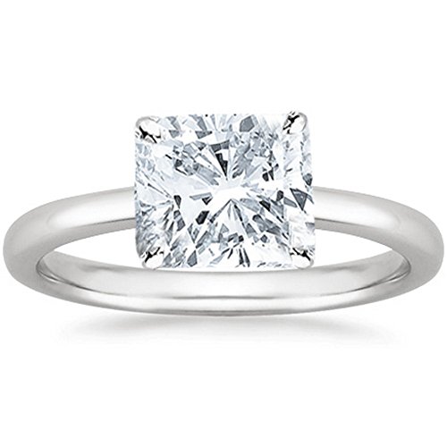 14K White Gold 3 Carat Lab Grown Solitaire Cushion Cut IGI CERTIFIED Diamond Engagement Ring (3 Ct,H-I Color VS1-VS2 Clarity)