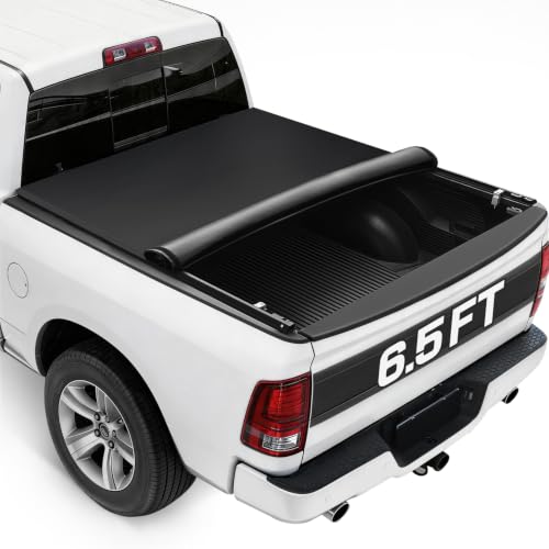 Image of RHOBRA Soft Roll-Up Truck Bed Tonneau Cover for Ford F150 with 6.5ft Bed | Compatible with 2015-2026 Ford F-150, Weather Resistant Vinyl, Full Bed Access, No Drilling, Easy to Install