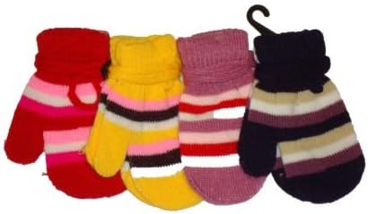 Set of Four Pairs of Magic Stretch Mittens for Infants Ages 0-12 Months