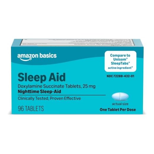 Amazon Basic Care Sleep Aid Tablets, Doxylamine Succinate Tablets, 25 mg, Nighttime Sleep Aid to Help You Fall Asleep, White, 96 Count