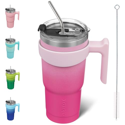 Image of BJPKPK 20 oz Tumbler with Handle & Straw, Insulated Stainless Steel Mug