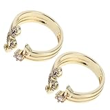 WRITWAA 2 Piezas Anillo para Fiestas con para Diseño Musical Parejas Ajustable de en Cobre y Circonitas Doradas, Resistente Oxidación y Brillo Duradero