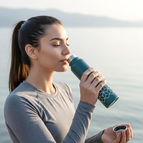 Image of FLAIR Hexa BIS-Certified Stainless Steel Fridge Bottle 970ml | BPA-Free & Food Grade | Leak Proof Water Bottle for Office, Travel, Gym & Home | Durable & Rust Resistant (Green)