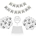 The Joyful Box - Birthday Decoration Set - Cake Decoration Birthday Candles Metallic x24 pcs + Birthday Decoration Ballons x60 pcs + Happy Birthday Banner + HB Cake Topper x2 pcs (Color Silver)