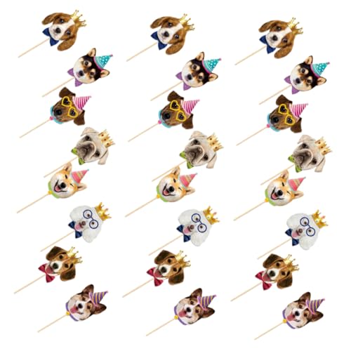 ULTECHNOVO 56 Piezas Toppers para Pasteles con Diseño de Cara de Perro Decoraciones para Cupcakes y Tartas de Cumpleaños de Mascotas para Fiestas Temáticas y Celebraciones con Animales