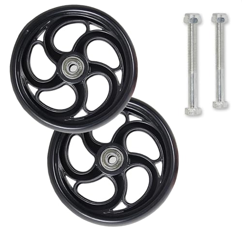 5/6/8インチ車椅子フロントホイール、交換用ホイールブラック、2個のフロントキャスターソリッドタイヤ、ネジ固定、ローリングしやすいしっかりとしたトレッド(カラー:ブラック、サイズ:12-13cm/5インチ) (カラー:ブラック、