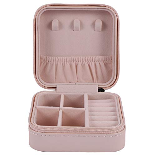 Yaootely Tragbare Schmuck Schatulle Reißverschluss Pu Aufbewahrungs Box Schmuck Ständer Verpackung Anzeigen Reise Schmuck Schatulle Damen Geschenk Box (Rosa) Cover
