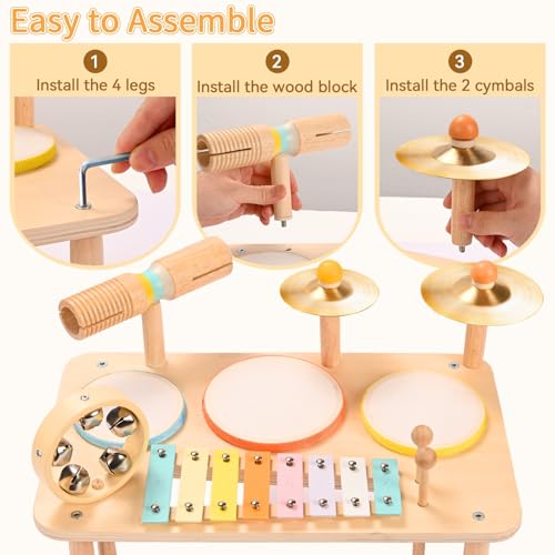 image for WINGYZ Kids Drum Set – 10-in-1 Montessori Toys for 1-3 Year Old & Wo