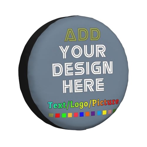 Image of Custom Spare Tire Cover, Personalized Text Image Waterproof Dust-Proof Universal Wheel Covers Protectors Fits Tire for Trailer RV SUV Truck Camper, SlateGray