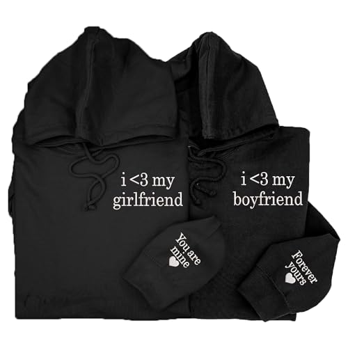 Regamor Embroidered Matching Couple Hoodies Boyfriend and Girlfriend I Love My Girlfriend Couple Christmas Valentine 1
