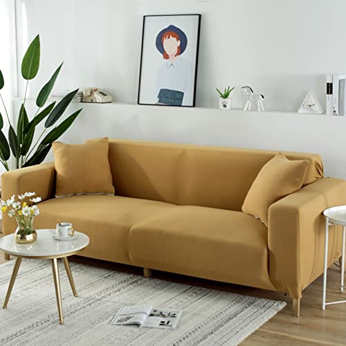 Housse de canapé extensible Jaune : finis les plis sur votre fauteuil - 2