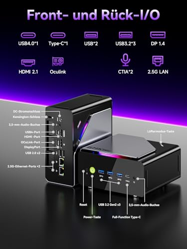 GMKtec K15 AI Oculink Mini PC mit Intel Core Ultra 5 125U Prozessor, Barebones ohne RAM/SSD/OS, Desktop-PC AI Boost, 3X M.2 2280 Speichererweiterung, Dual NIC 2.5GbE, HDMI 2.1, USB4 – Ansicht 9