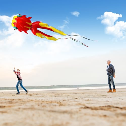 Teyva Daily 11.5 ft Large Kites for Adults 3D Goldfish Frameless Soft Umbrella Giant Flying Kites with 330 ft Kite String for Beach Park Garden Playground