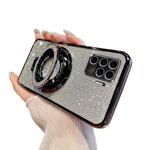 QIWEIQING Cover Magnetica per OPPO A94 5G, Glitter Custodia Compatibile con Mag-Safe, Anti Graffi, Non Ingiallente, Protezione Completa Case per OPPO A95 5G / A94 5G. Black DS