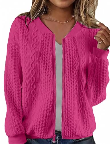 Image of Larmliss Women's Zip Up Cardigan Sweater Hoodies Long Sleeve Jacket Crewneck Casual Outerwear Spring Fall Trendy Coat Outfits