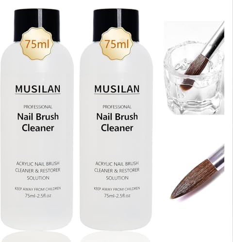 Nettoyant et Restauration de pinceaux à ongles 2*75 ml, Brush Cleaner nettoie rapidement les pinceaux à ongles en acrylique, Nettoie les pinceaux à ongles...