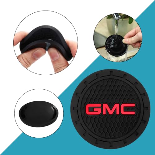 Image of Black Silicone Car Coasters for GMC Series Series Non-Slip Car Cup Holder Coasters,Car Interior Accessory for Car Cup Holder 2.75IN 2Pack