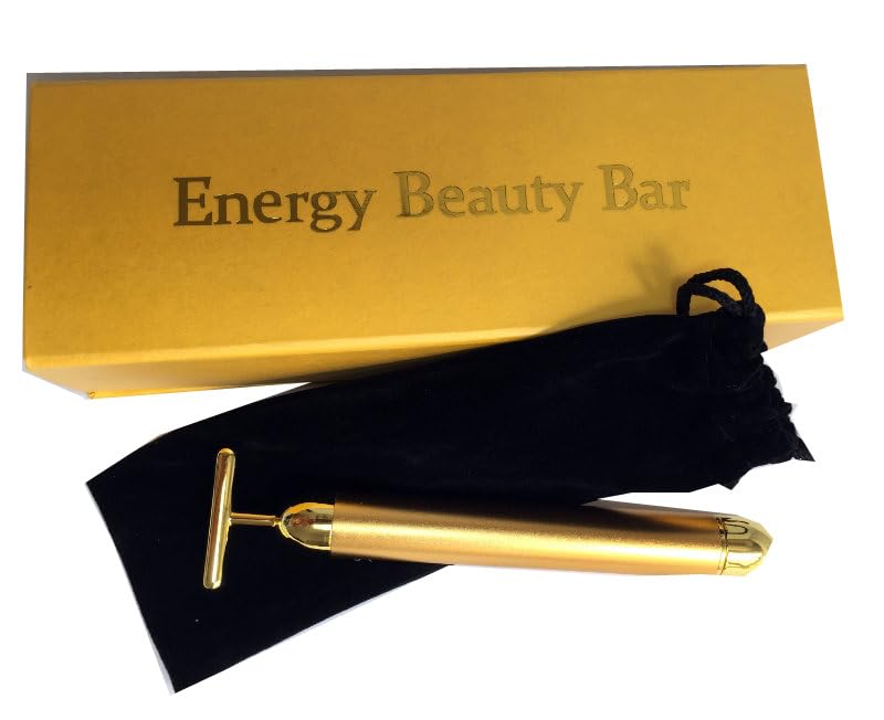 Viraaji 1Pc- Electric Vibration Energy Beauty Bar Facial Massage for Roller Waterproof Face Skin Care T-Shaped Anti Wrinkle Massager for Forehead, Cheek,Neck,Clavicle Arm Leg (Gold-color) 6 41I96nBdOwL