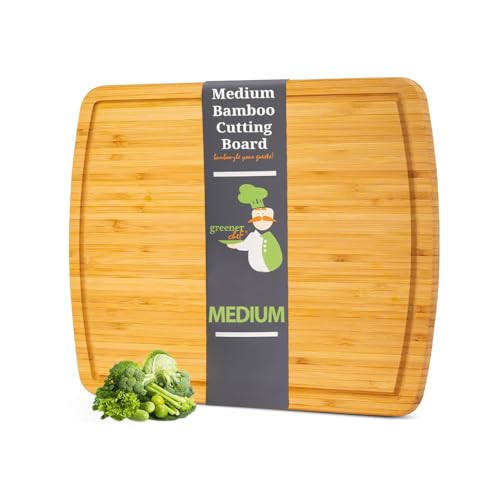 Image of GREENER CHEF 15-Inch Bamboo Cutting Board Eco-Friendly Medium Kitchen Board for Safe Meal Prep