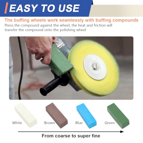 Image of 16ply Aluminum Buffing Wheels Kit 8pcs, 8in Airway Forged Wheels Buffing Polishing for 5 /8 inch Arbor Angle Grinder, with Polishing Compound 4pcs, for Metal Rim Rig Aluminum Brass Rust Removal