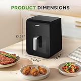 NutriChef 6 Liter Electric Air Fryer & Food Steamer Function | 12-1 Preset Cooking Functions, Fries, Chicken, & More | Transparent Window & Food Steaming option for Best Cooking Results | Black