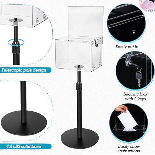 Acrylic Donation Box with Lock and Stand for Office, Charity, and Church
