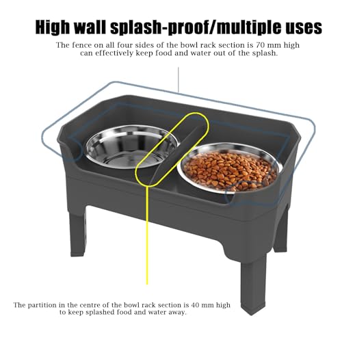 Raised Dog Bowl With Stand - 4 Height Adjustable Elevated Dog Bowls Dog Feeding Station 2x 1600ml Stainless Steel Food and Water Bowl Set Pet Feeding & Watering Supplies for Small Medium Large Dogs - Image 5