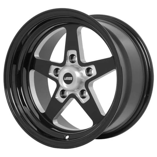 JEGS SSR Star Aluminum Wheel 15” x 8” | 5 x 4.75” Wheel Bolt Pattern Spacing | 0 mm Offset | 4.5” Backspacing | Gloss Black Powder Coat | 3.27” Center Bore | Includes Center Cap