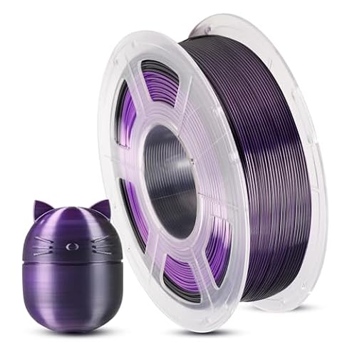 ANYCUBIC Silk PLA Filament 1.75mm 1KG, Shiny Silk Gradient Dual-Color PLA Filament, Multicolor Material for 3D Printer, Dimensional Accuracy +/- 0.03 mm, Dimensional Accuracy +/- 0.03 mm-Black Purple